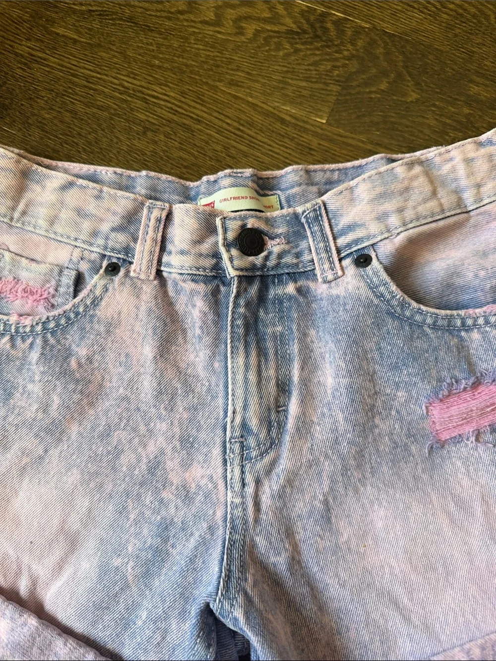 Girls Levi's Black Label Tie Dye Distressed Denim Shorts